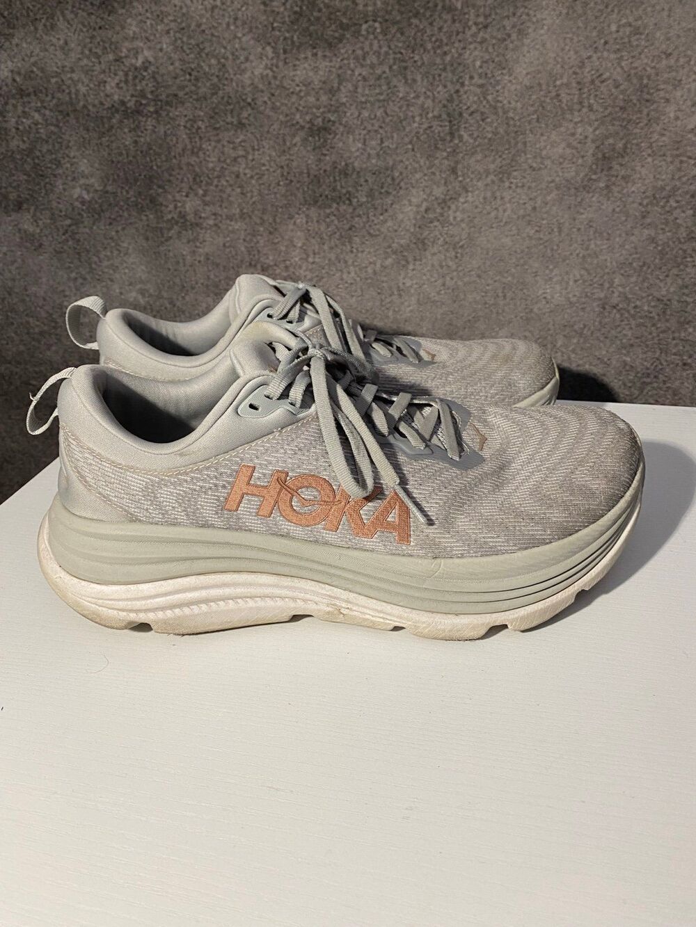 HOKA Gaviota 5 Women's Size 10.5 Wide Gray Rose Gold Running Shoes 1134270